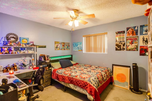 1180 E 26th Pl, Yuma, AZ 85365 - carpeted bedroom featuring a ceiling fan and a textured ceiling