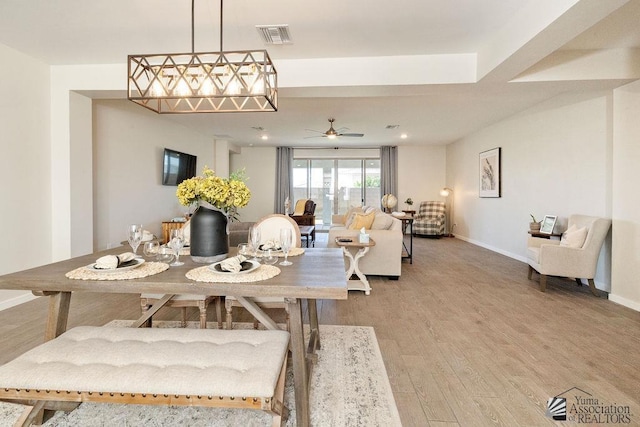 12160 S Drucilla Ln, Yuma, AZ 85367 - dining space featuring wood finished floors, ceiling fan, and recessed lighting