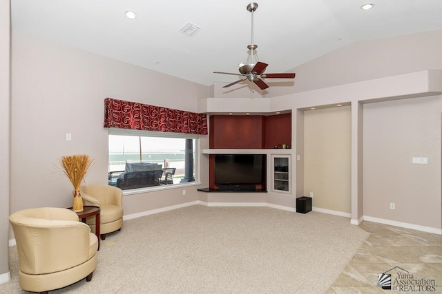 5492 E View Pkwy, Yuma, AZ 85365 - sitting room with lofted ceiling, ceiling fan, recessed lighting, and baseboards