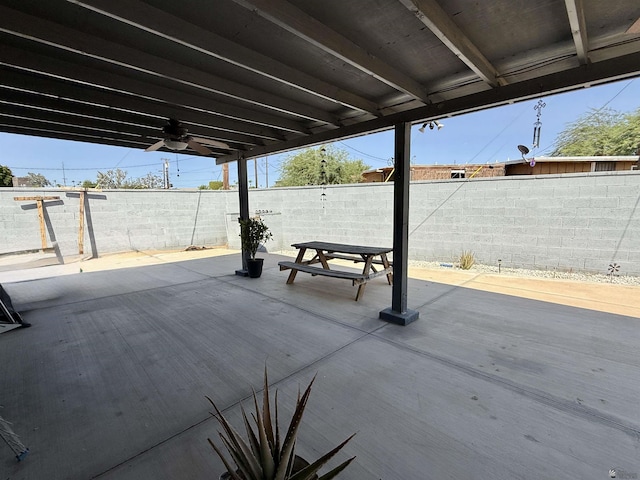 2741 S Fern Dr, Yuma, AZ 85364 - fenced backyard featuring a patio area and ceiling fan