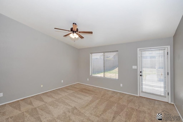 6257 E 47th St, Yuma, AZ 85365 - carpeted empty room featuring ceiling fan and lofted ceiling