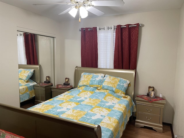 1603 S 31st Dr, Yuma, AZ 85364 - bedroom with a closet, a ceiling fan, and wood finished floors