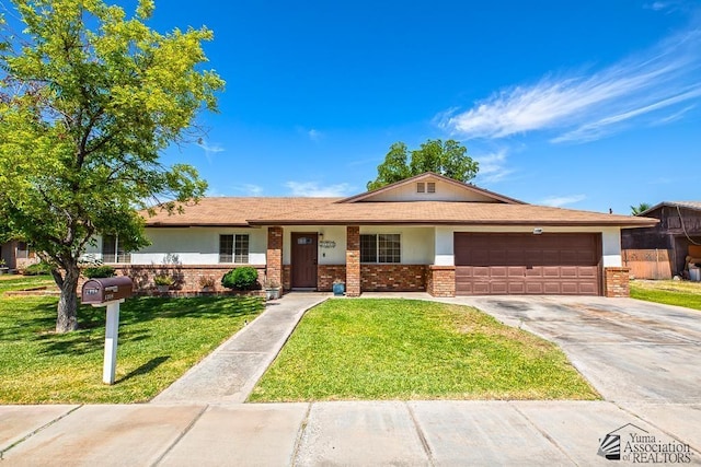 1358 S 22nd Ave, Yuma, AZ 85364 - single story home with a garage, brick siding, a front yard, and driveway