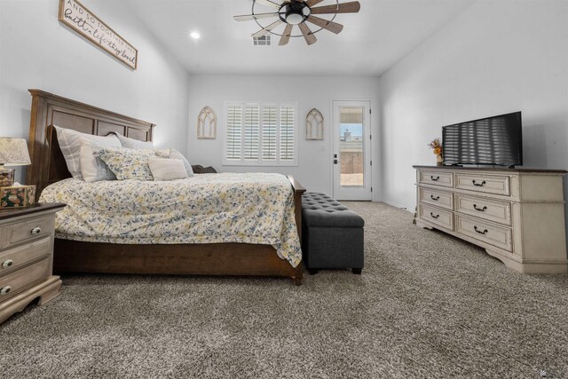 5922 E 47th St, Yuma, AZ 85365 - carpeted bedroom with access to outside and ceiling fan