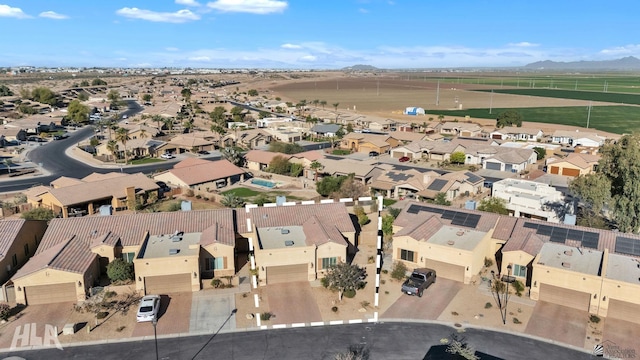 bird's eye view featuring a residential view and a mountain view