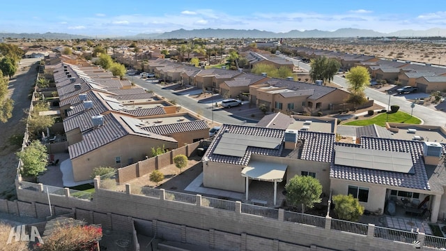 aerial view featuring a residential view and a mountain view