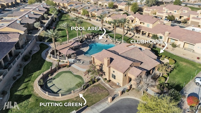 drone / aerial view featuring a residential view