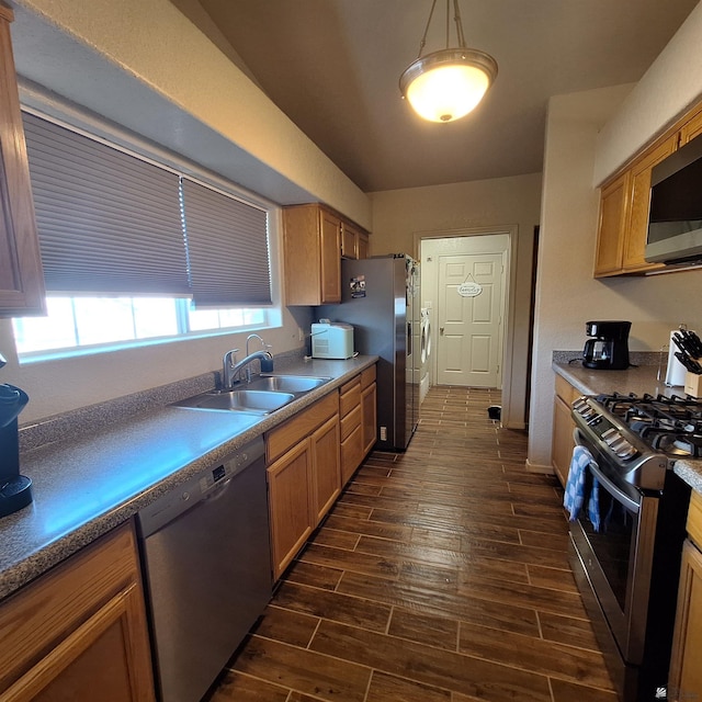 6397 E 42nd St, Yuma, AZ 85365 - kitchen with stainless steel appliances and dark wood-style floors