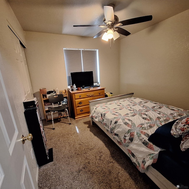 6397 E 42nd St, Yuma, AZ 85365 - bedroom with light carpet, a closet, and a ceiling fan