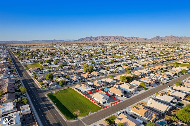 birds eye view of property featuring a residential view and a mountain view