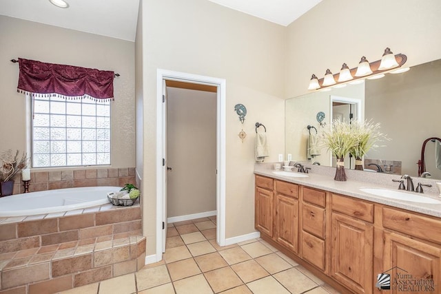 12147 E 33rd St, Yuma, AZ 85367 - bathroom featuring a sink, tile patterned flooring, double vanity, and a bath