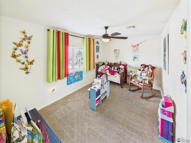 5936 E 39th St, Yuma, AZ 85365 - playroom with carpet, ceiling fan, and baseboards