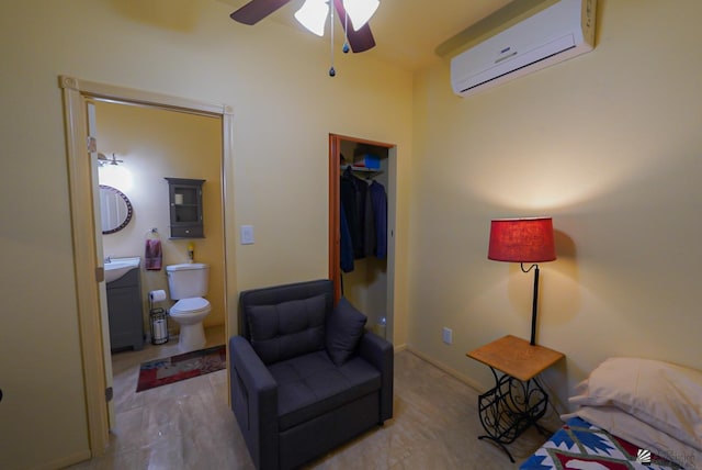 12806 E 49th Dr, Yuma, AZ 85367 - bedroom with ensuite bathroom, an AC wall unit, and a spacious closet