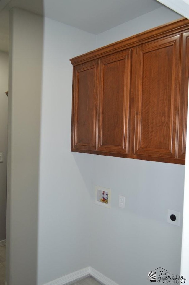 13112 E 54th St, Yuma, AZ 85367 - laundry area featuring cabinet space, washer hookup, and electric dryer hookup