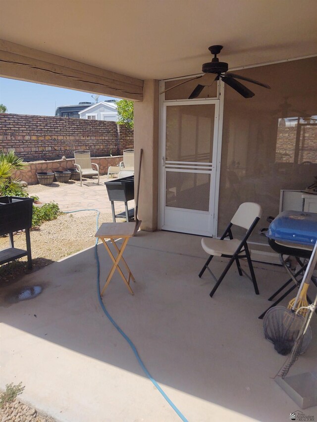 13375 E 52nd St, Yuma, AZ 85367 - view of patio / terrace with ceiling fan and fence