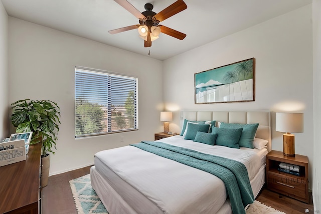 3591 W 22 Street 3591W 22Nd Street, #E, Yuma, AZ 85364 - bedroom with baseboards, ceiling fan, and wood finished floors