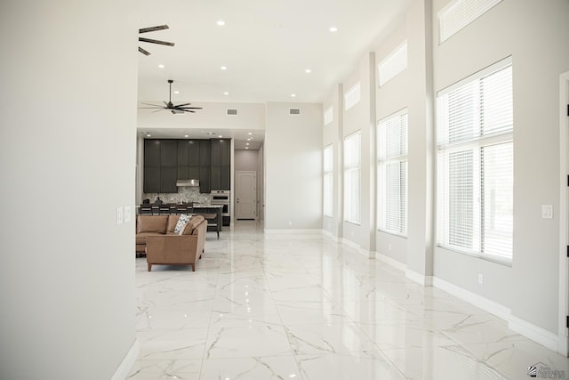 12815 S Greenview Way Greenview Way, Yuma, AZ 85365 - living room featuring light marble finish flooring, ceiling fan, healthy amount of natural light, and recessed lighting