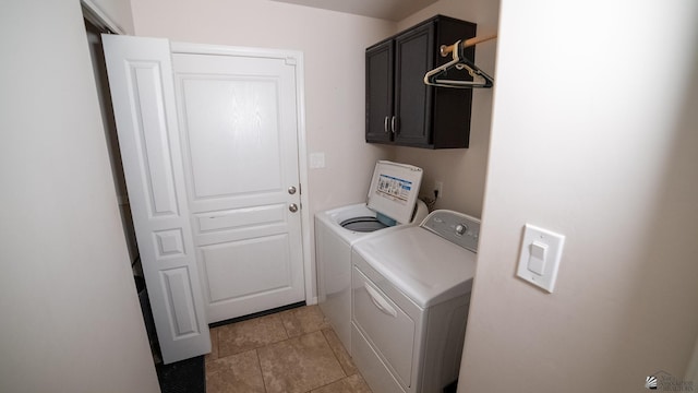 11681 E 36th St, Yuma, AZ 85367 - laundry room with light tile patterned floors, cabinet space, and washing machine and clothes dryer