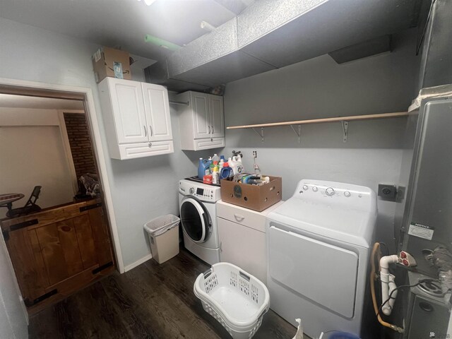 1911 S 11th Ave, Yuma, AZ 85364 - laundry room with washing machine and dryer, dark wood-style floors, and cabinet space