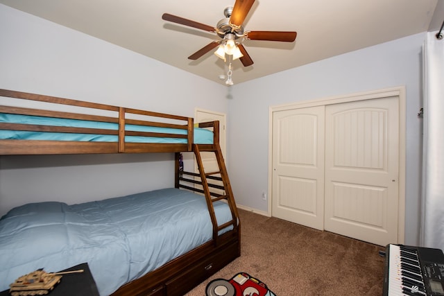 12127 E 35th St, Yuma, AZ 85367 - bedroom featuring carpet floors, a ceiling fan, and a closet