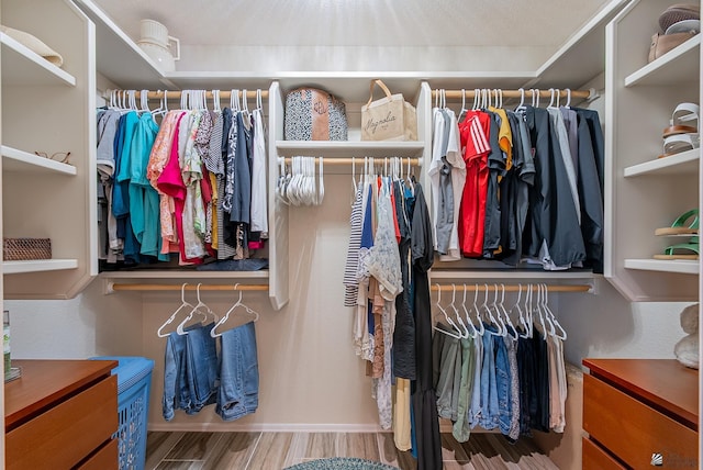 spacious closet with wood finished floors