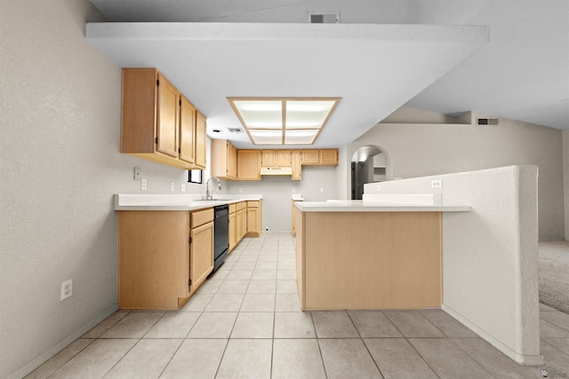 11212 E 37th Ln, Yuma, AZ 85367 - kitchen featuring black dishwasher, a sink, light tile patterned floors, and baseboards