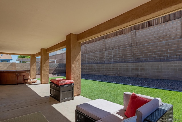10237 S Monsoon Ave, Yuma, AZ 85365 - fenced backyard with a patio and a hot tub