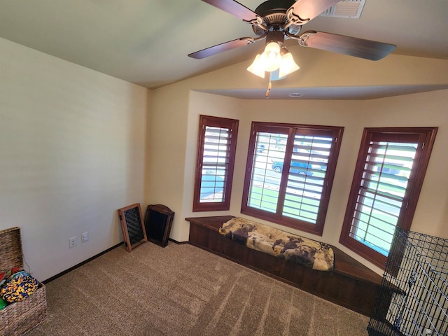 1404 W Parkway Dr, Yuma, AZ 85364 - carpeted spare room with ceiling fan, plenty of natural light, and vaulted ceiling