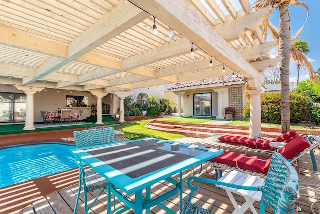 10538 S Del Vista Dr, Yuma, AZ 85367 - view of swimming pool with outdoor dining area, an outdoor hangout area, and a pergola