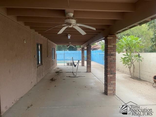 1671 W Del Oro Ln, Yuma, AZ 85364 - view of patio / terrace with ceiling fan and a fenced backyard
