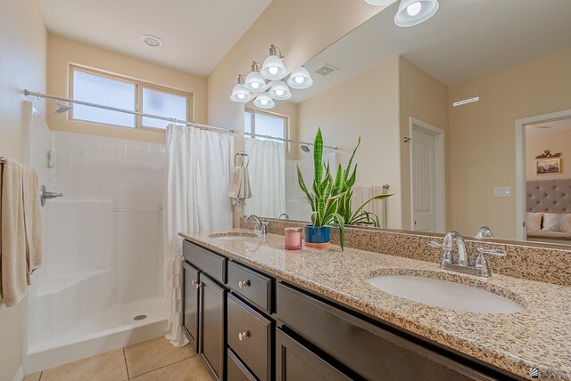 6533 E 35th Pl, Yuma, AZ 85365 - full bathroom featuring tile patterned flooring, double vanity, and a shower with curtain
