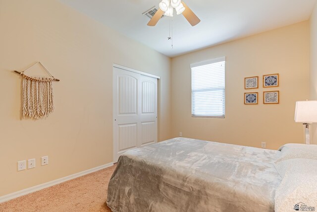 6533 E 35th Pl, Yuma, AZ 85365 - bedroom with carpet flooring, baseboards, a closet, and a ceiling fan