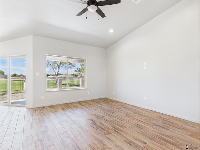 12116 E Calle Del Cid Unit B, Yuma, AZ 85367 - empty room featuring ceiling fan, light wood-style floors, and lofted ceiling