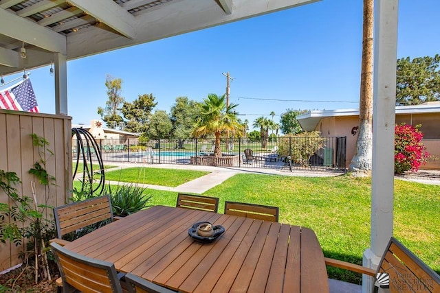 500 E Country Club Dr # 14, Yuma, AZ 85365 - view of patio with fence, a fenced in pool, and outdoor dining area