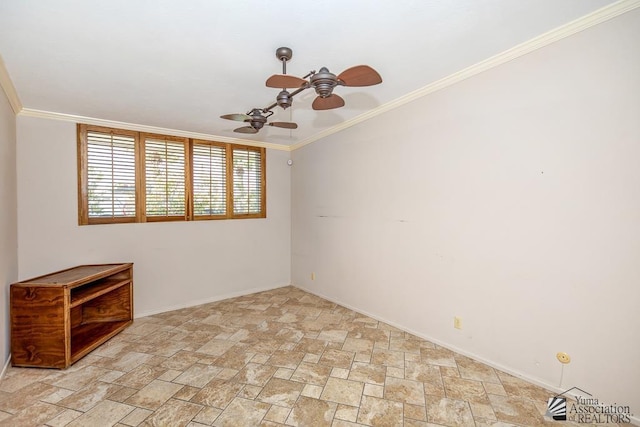 500 E Country Club Dr # 14, Yuma, AZ 85365 - empty room with baseboards, ornamental molding, a ceiling fan, and stone finish flooring