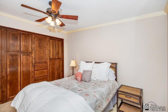 500 E Country Club Dr # 14, Yuma, AZ 85365 - bedroom featuring ornamental molding and a ceiling fan
