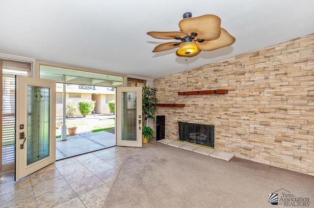 500 E Country Club Dr # 14, Yuma, AZ 85365 - unfurnished living room featuring ceiling fan and a fireplace