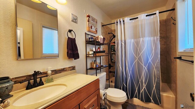 4671 W 21st Ln, Yuma, AZ 85364 - full bathroom with vanity, shower / bath combo, and a textured wall