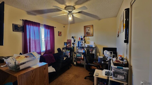 4671 W 21st Ln, Yuma, AZ 85364 - carpeted home office featuring a ceiling fan and a textured ceiling