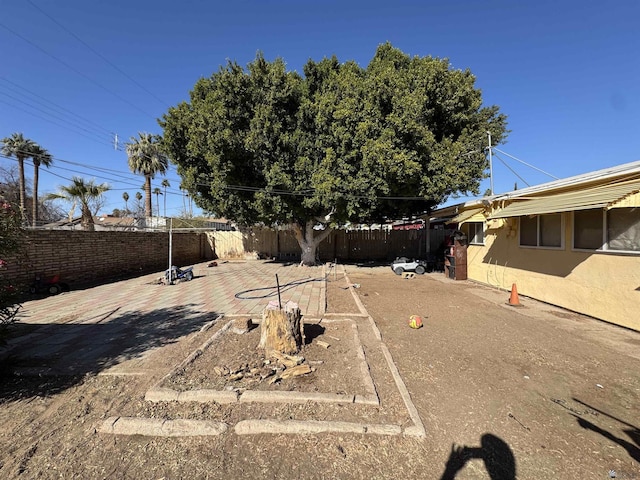 view of yard featuring a fenced backyard and a patio