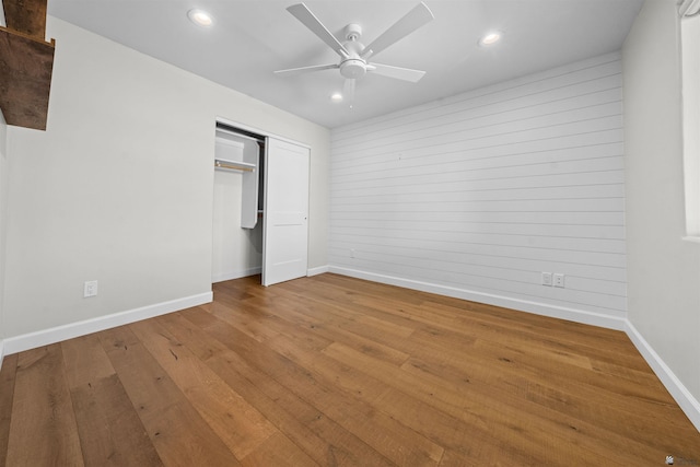 10369 S Fairway Loop, Yuma, AZ 85367 - unfurnished bedroom with wood finished floors, recessed lighting, a closet, and a ceiling fan