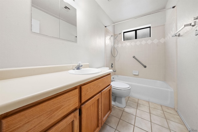 10266 S Del Rico, Yuma, AZ 85367 - bathroom with vanity, toilet, tile patterned floors, bathing tub / shower combination, and visible vents