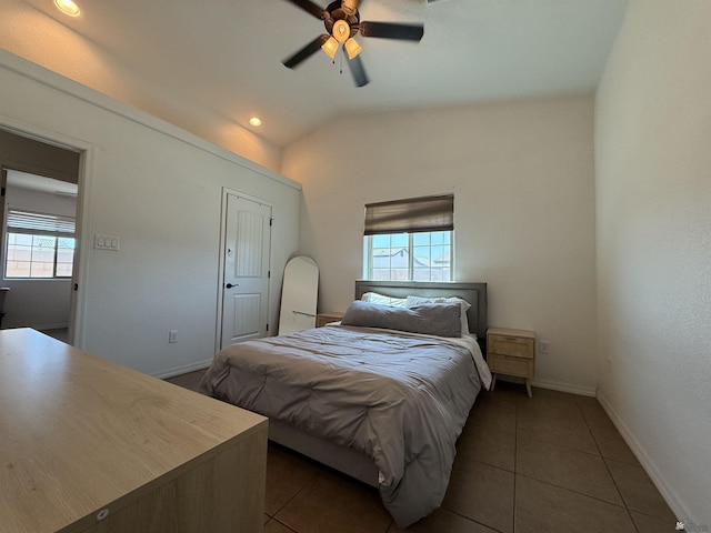 126 N Joe Harper Ct, San Luis, AZ 85349 - bedroom with tile patterned floors, baseboards, a ceiling fan, and recessed lighting