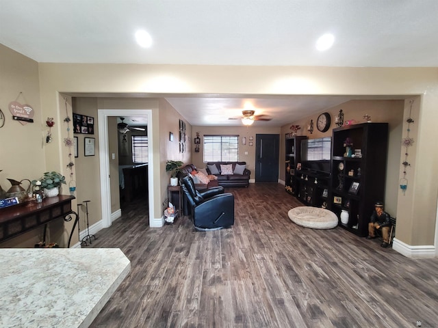 2193 S 40th Dr, Yuma, AZ 85364 - living area with ceiling fan, wood finished floors, and recessed lighting