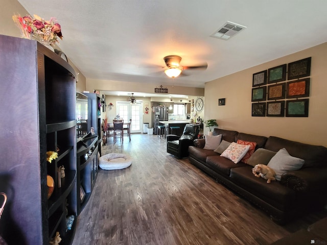 2193 S 40th Dr, Yuma, AZ 85364 - living area with a ceiling fan and wood finished floors