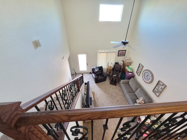 7270 E 38th Ln, Yuma, AZ 85365 - carpeted living area with a towering ceiling and a ceiling fan