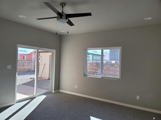 13129 E 47th Ln, Yuma, AZ 85367 - carpeted spare room with a ceiling fan, baseboards, and recessed lighting