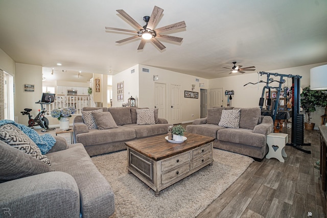 4031 W 16th Pl, Yuma, AZ 85364 - living room featuring ceiling fan and wood finished floors