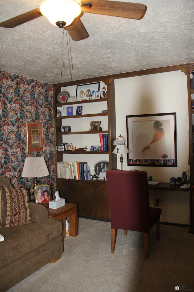 1936 W 15th Pl, Yuma, AZ 85364 - office with ceiling fan, a textured ceiling, and carpet floors