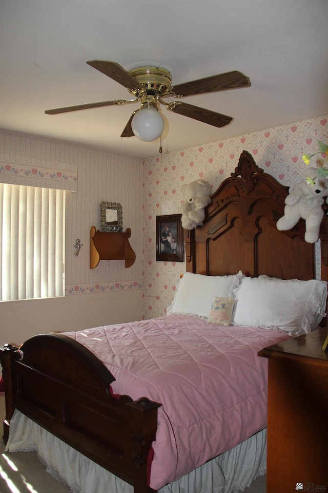 1936 W 15th Pl, Yuma, AZ 85364 - bedroom with wallpapered walls and ceiling fan